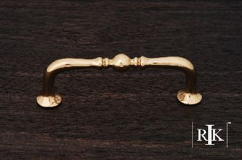 RKI CP-04-ATB: 3" cc Colonial Decorative Elongated D-Handle Cabinet Pull - Polished Brass