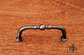 RKI CP-04-ATDN: 3" cc Colonial Decorative Elongated D-Handle Cabinet Pull - Distressed Nickel