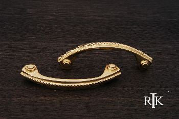 RKI CP-1603: 3-1/2" cc Rope Trim Bow Cabinet Pull - Polished Brass
