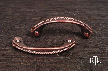 RKI CP-1617-DC: 3" cc Rope Bow Cabinet Pull - Distressed Copper