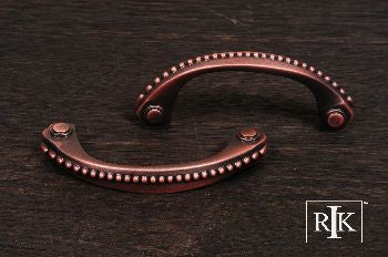 RKI CP-2617-DC: 3" cc Beaded Bow Cabinet Pull - Distressed Copper