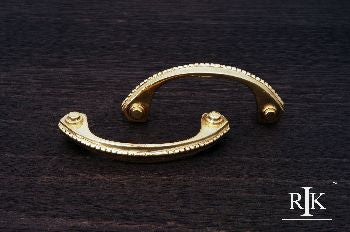 RKI CP-2617: 3" cc Beaded Bow Cabinet Pull - Polished Brass