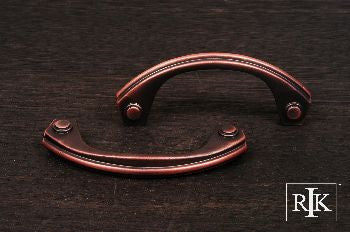 RKI CP-3617-DC: 3" cc Plain Bow Cabinet Pull - Distressed Copper