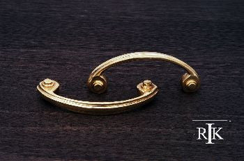 RKI CP-3617: 3" cc Plain Bow Cabinet Pull - Polished Brass