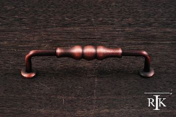 RKI CP-3701-DC: 5" cc Beaded Middle D-Handle Cabinet Pull - Distressed Copper