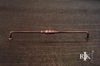 RKI CP-3703-DC: 12" cc Beaded Middle Vertical Cabinet Pull - Distressed Copper