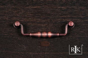 RKI CP-3704-DC: 5" cc Beaded Middle Drop Bail Cabinet Pull - Distressed Copper