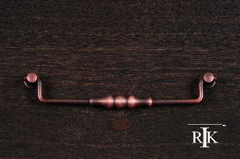 RKI CP-3705-DC: 8" cc Beaded Middle Drop Bail Cabinet Pull - Distressed Copper