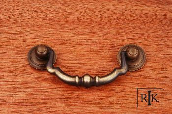 RKI CP-3707-AE: 3" cc Sculptured Beaded Drop Bail Cabinet Pull - Antique English