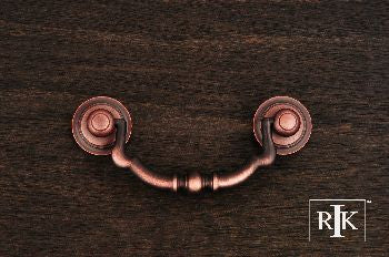 RKI CP-3707-DC: 3" cc Sculptured Beaded Drop Bail Cabinet Pull - Distressed Copper