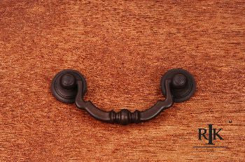 RKI CP-3707-RB: 3" cc Sculptured Beaded Drop Bail Cabinet Pull - Oil Rubbed Bronze