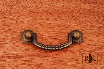 RKI CP-3708-AE: 3" cc Split Rope Drop Bail Cabinet Pull - Antique English