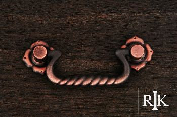 RKI CP-3709-DC: 3" cc Rope Drop Bail Cabinet Pull w/Clover Ends - Distressed Copper