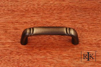 RKI CP-3710-AE: 3" cc Smooth Cabinet Pull w/Curved Lines at End - Antique English
