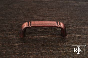 RKI CP-3710-DC: 3" cc Smooth Cabinet Pull w/Curved Lines at End - Distressed Copper