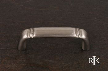 RKI CP-3710-P: 3" cc Smooth Cabinet Pull w/Curved Lines at End - Pewter