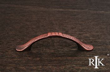 RKI CP-3712-DC: 3" cc Slim Bow Cabinet Pull w/Divet Indents - Distressed Copper