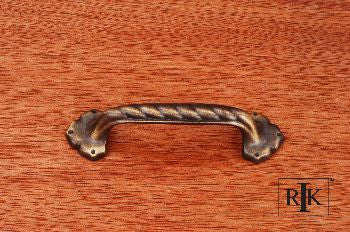 RKI CP-3714-AE: 3" cc Big Rope Cabinet Pull w/Clover Ends - Antique English