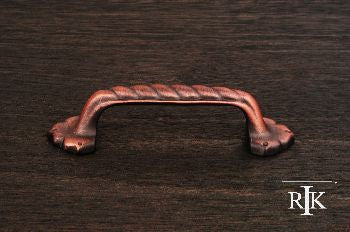 RKI CP-3714-DC: 3" cc Big Rope Cabinet Pull w/Clover Ends - Distressed Copper