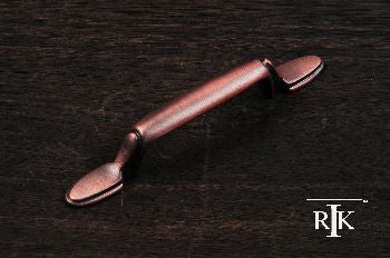 RKI CP-39-DC: 3" cc Lined Flat Foot Bow Cabinet Pull - Distressed Copper