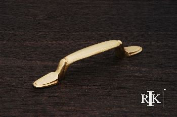 RKI CP-39: 3" cc Lined Flat Foot Bow Cabinet Pull - Polished Brass