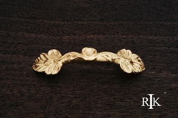 RKI CP-402: 3" cc Two Leaf Arch Cabinet Pull - Polished Brass