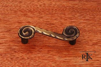RKI CP-407-AE: 3" cc Waves at End Cabinet Pull - Antique English