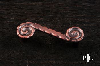 RKI CP-407-DC: 3" cc Waves at End Cabinet Pull - Distressed Copper