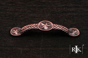 RKI CP-409-DC: 3" cc Rugged Texas Star Cabinet Pull - Distressed Copper