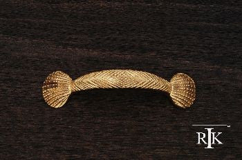 RKI CP-413: 3" cc Shell at Ends Cabinet Pull - Polished Brass