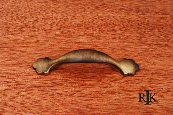 RKI CP-41-AE: 3" cc Ornate Foot Bow Cabinet Pull - Antique English