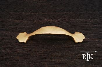 RKI CP-41: 3" cc Ornate Foot Bow Cabinet Pull - Polished Brass