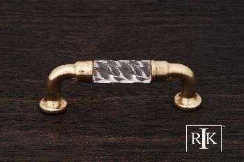 RKI CP-43: 3" cc Bow Acrylic D-Handle Cabinet Pull - Polished Brass