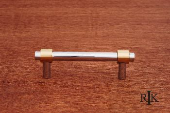 RKI CP-53: 3" cc Plain Rod Cabinet Pull - Polished  Chrome/Polished Brass