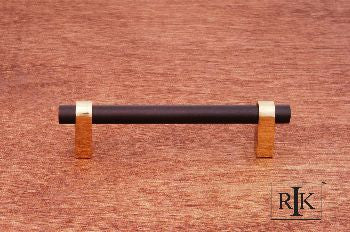 RKI CP-55-BRB: 3-1/2" cc Plain Rod Cabinet Pull - Oil Rubbed Bronze & Polished Brass