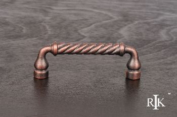 RKI CP-800-DC: 3" cc Twisted Cabinet Pull - Distressed Copper