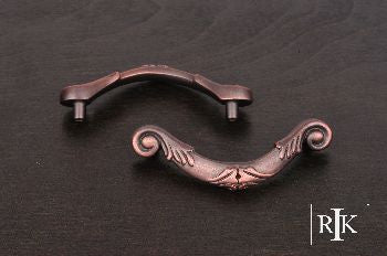 RKI CP-803-DC: 3" cc Ornate Curved Drop Cabinet Pull - Distressed Copper