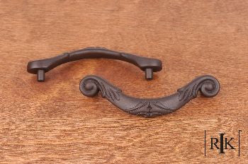 RKI CP-803-RB: 3" cc Ornate Curved Drop Cabinet Pull - Oil Rubbed Bronze