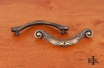 RKI CP-804-AE: 3-1/2" cc Ornate Curved Drop Cabinet Pull - Antique English