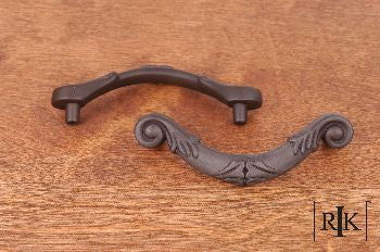 RKI CP-804-RB: 3-1/2" cc Ornate Curved Drop Cabinet Pull - Oil Rubbed Bronze