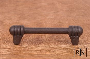 RKI CP-814-RB: 3-1/2" cc Distressed Rod w/Swirl Ends Cabinet Pull - Oil Rubbed Bronze