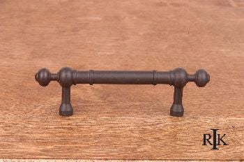RKI CP-815-RB: 3" cc Plain Cabinet Pull w/Decorative Ends - Oil Rubbed Bronze