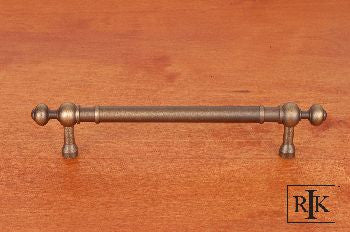 RKI CP-816-AE: 5" cc Plain Cabinet Pull w/Decorative Ends - Antique English