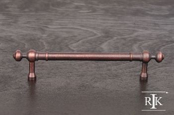 RKI CP-816-DC: 5" cc Plain Cabinet Pull w/Decorative Ends - Distressed Copper