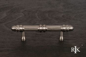 RKI CP-859-P: 3" cc Lined Rod Cabinet Pull w/Petals at End - Pewter