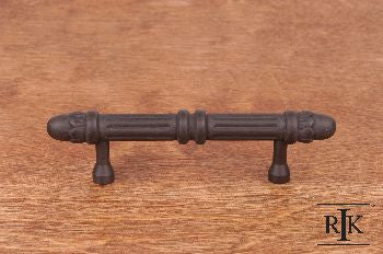 RKI CP-859-RB: 3" cc Lined Rod Cabinet Pull w/Petals at End - Oil Rubbed Bronze