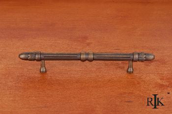 RKI CP-860-AE: 5" cc Lined Rod Cabinet Pull w/Petals at End - Antique English