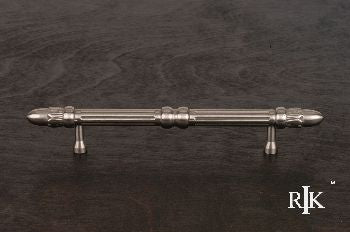 RKI CP-860-P: 5" cc Lined Rod Cabinet Pull w/Petals at End - Pewter