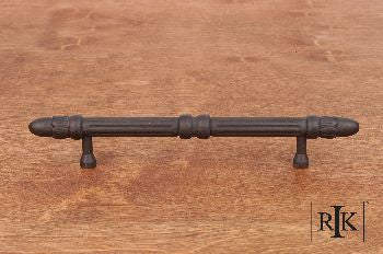 RKI CP-860-RB: 5" cc Lined Rod Cabinet Pull w/Petals at End - Oil Rubbed Bronze