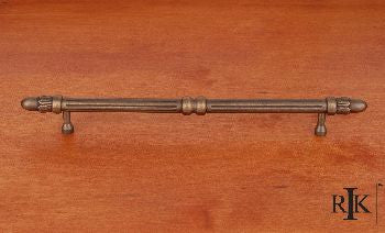 RKI CP-861-AE: 8" cc Lined Rod Cabinet Pull w/Petals at End - Antique English